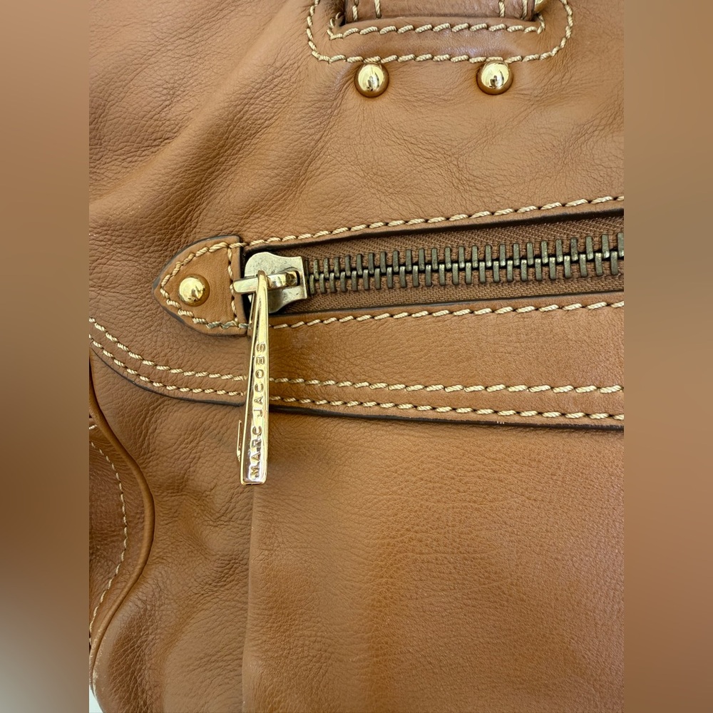 Marc Jacob Large Brown Leather Handbag Satchel Purse - Picture 5 of 11